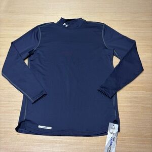 NEW Under Armour Cold Gear Shirt Compression LS Fitted Mockneck Mens Large Blue